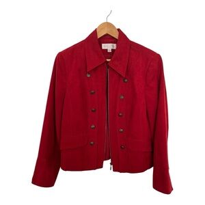 Conrad C Collection red military style faux suede blazer size 14
